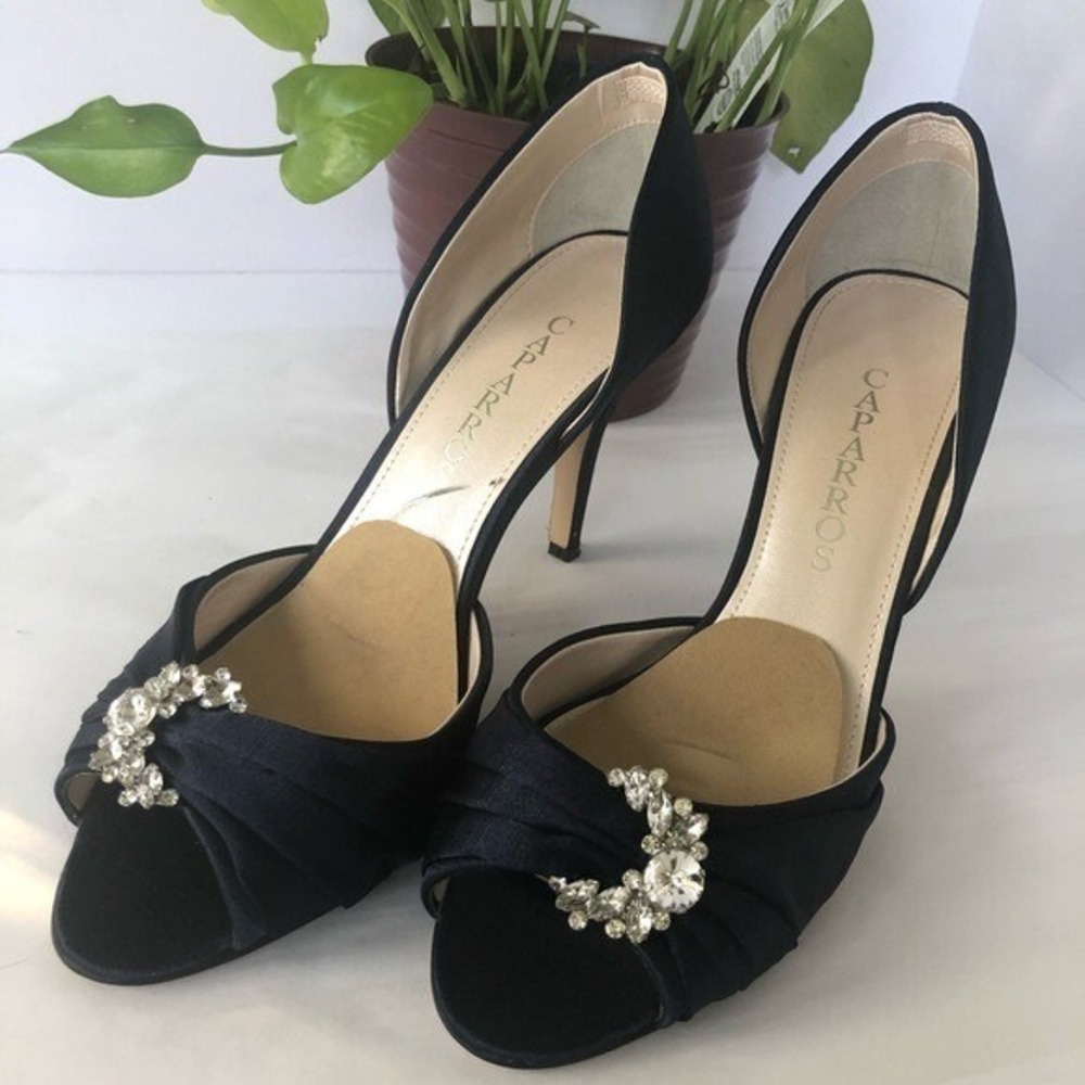Caparros‎ Silk Open Toe Pumps Size 9.5B